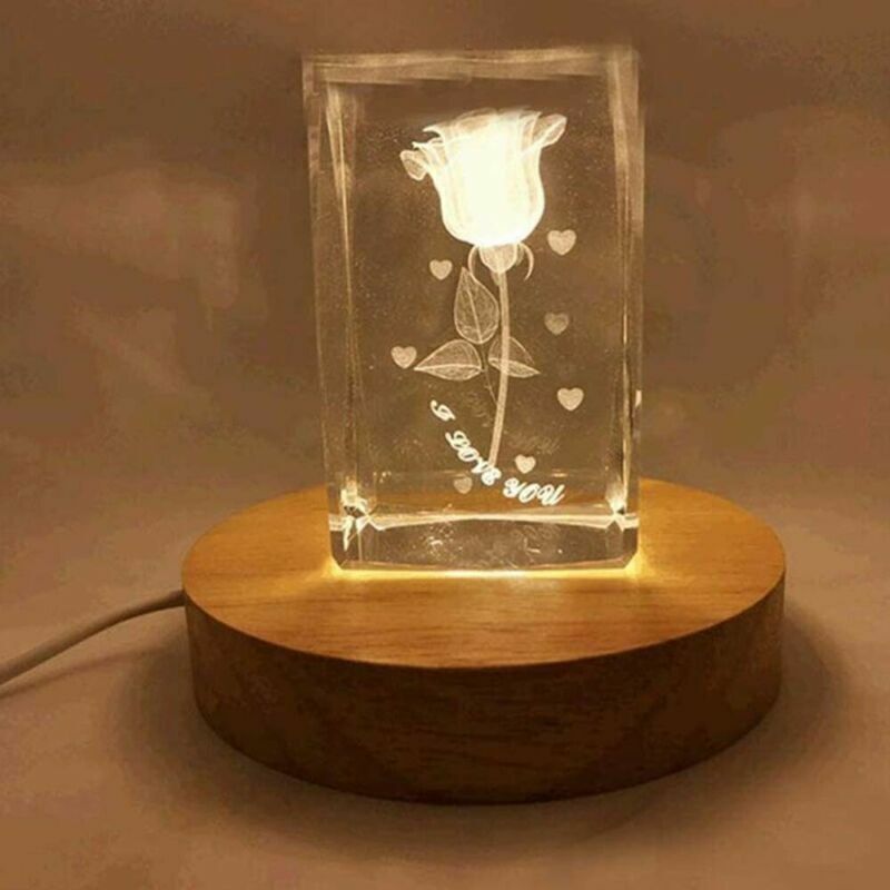 Light Base Rechargeable Wooden LED Light Rotating Display Stand Lamp Holder