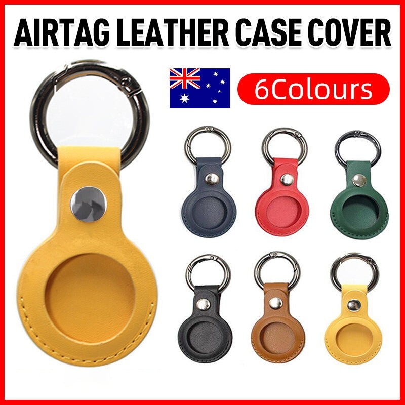 Apple Air Tag Leather Case Cover Keychain Holder Sleeve Shell Tracker Protection