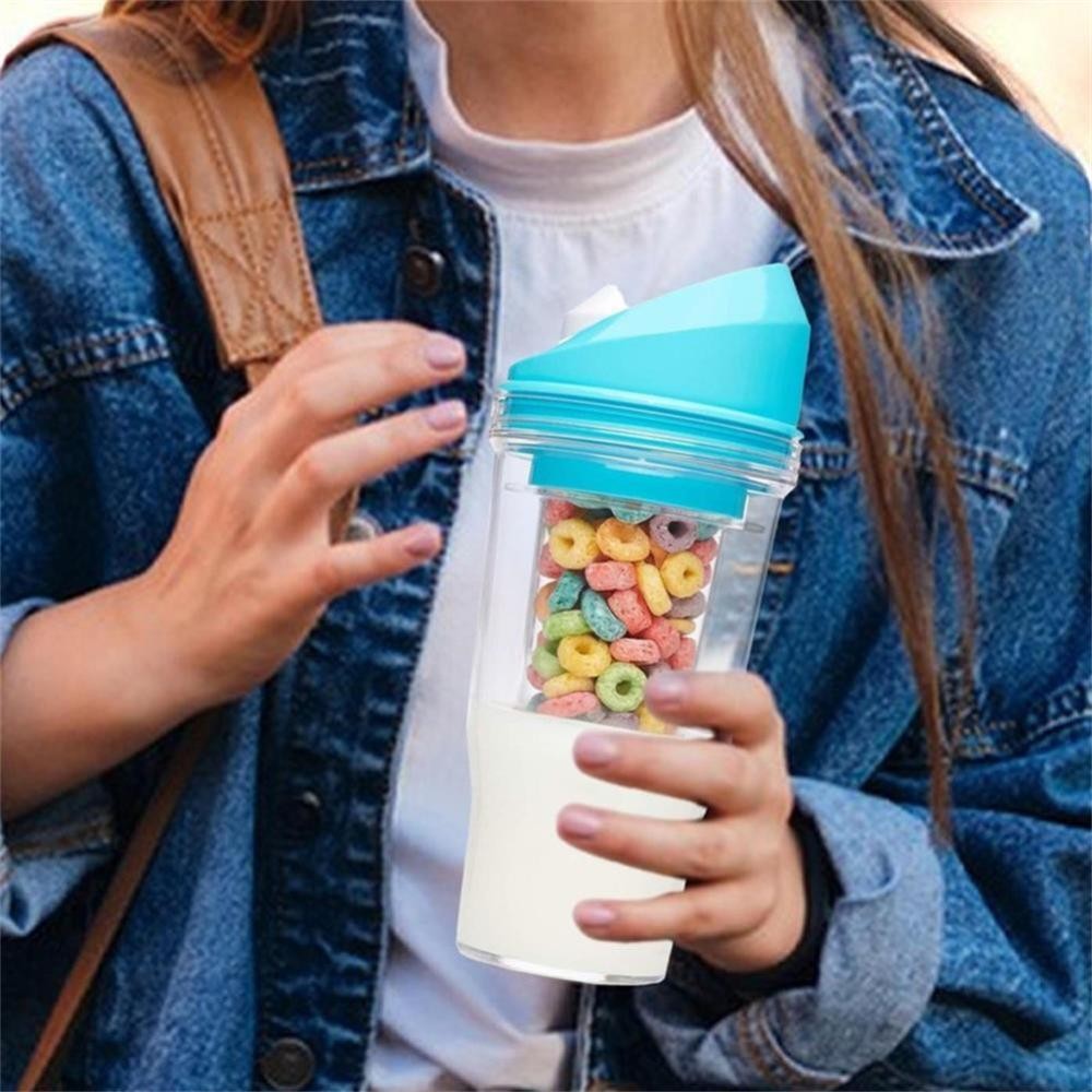 1/2PC Crunch Cup On-the-Go Cereal Tumbler Portable Plastic Cereal Cup Leak-Proof