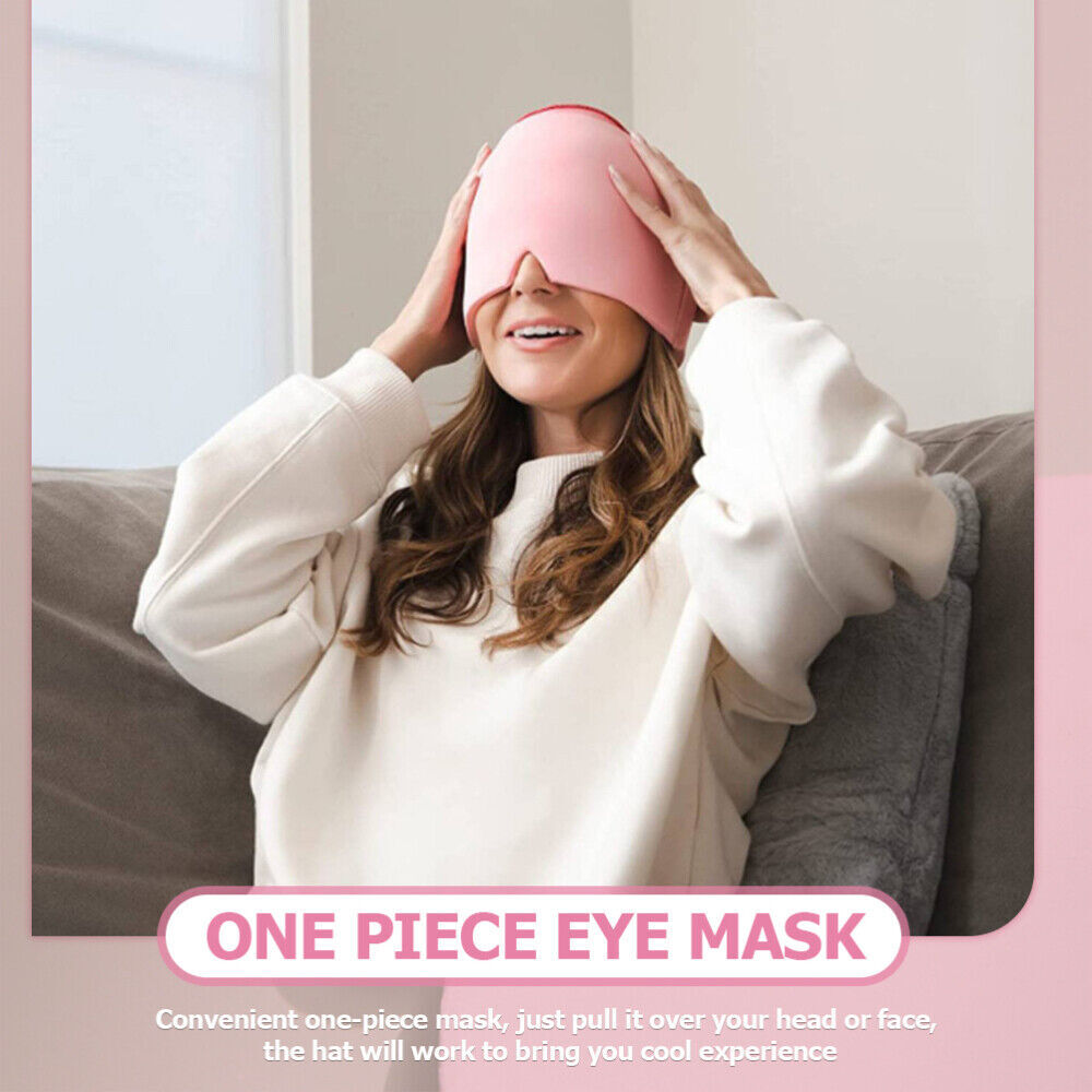 Migraine Relief Ice Head Wrap Headache Hat Cold Therapy Cap Eye Mask Reuseable