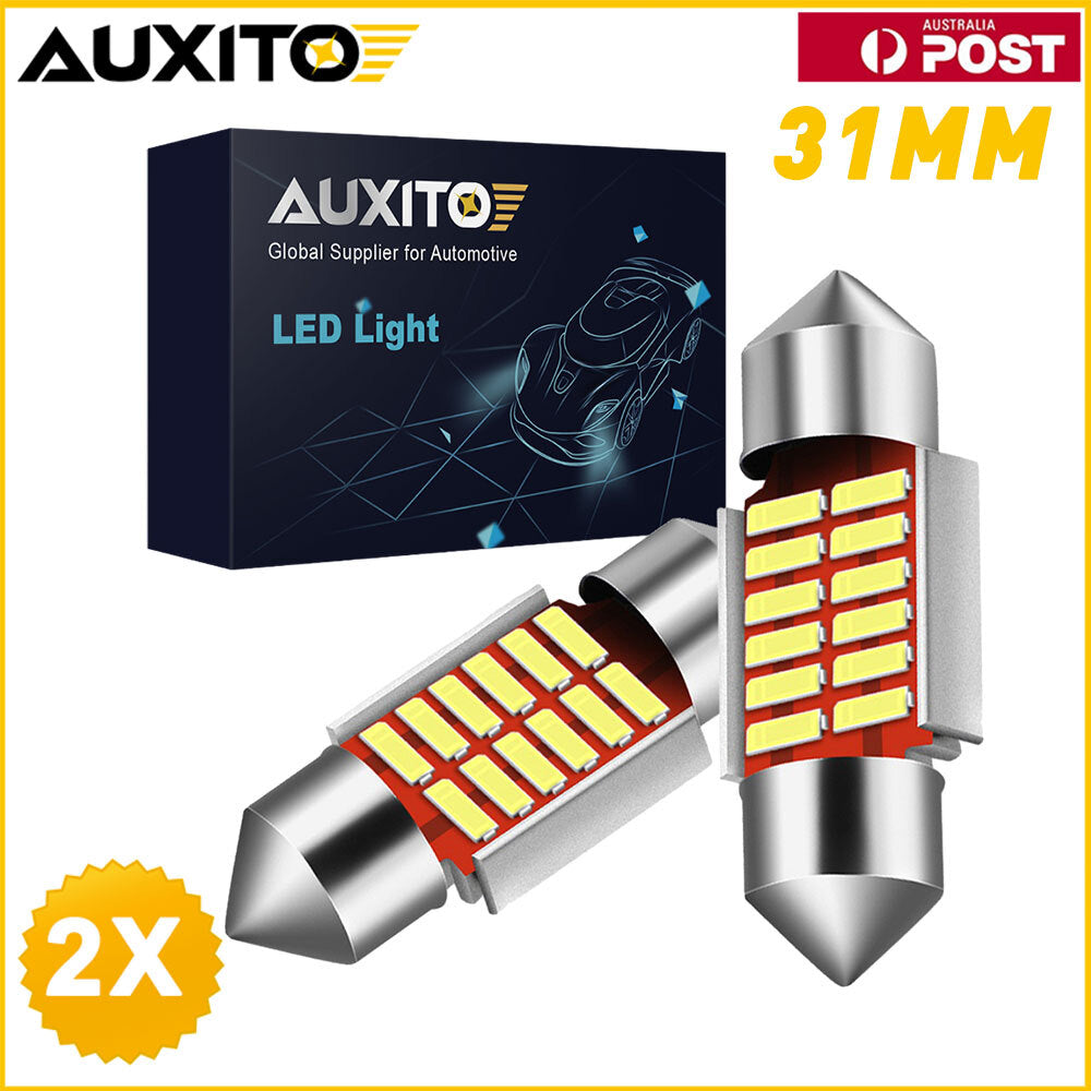 AUXITO 2X 31mm FESTOON CAR NEW LED INTERIOR LIGHT BULB DOME GLOBE CANBUS IP67