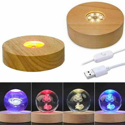 Light Base Rechargeable Wooden LED Light Rotating Display Stand Lamp Holder