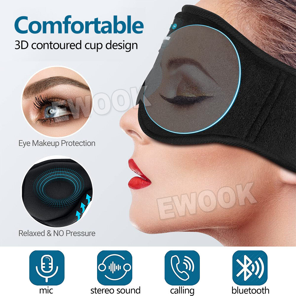 Wireless Bluetooth 5.0 Stereo Eye Mask Headphones Earphone Sleep Music Headband