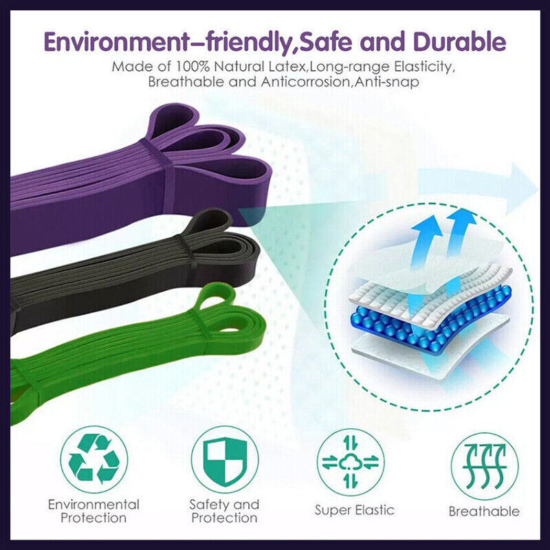 Heavy Duty Resistance Yoga bands loop Exercise Fitness Workout Band Gym Band AU