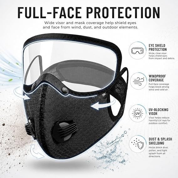Reusable Carbon Filter Dust Mask with Adjustable Goggles With 10 Layer Filter