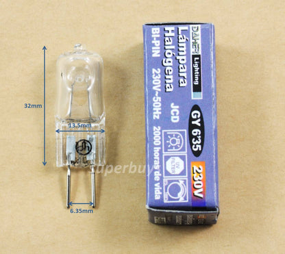 2pcs 35W JCD Clear Tungsten Halogen Bi-Pin Dimmable Light Globe 220-240V GY6.35