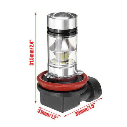 2 X H8 H9 H11 LED GLOBES COOL WHITE 6000k LED FOG LIGHT GLOBES 2PCS