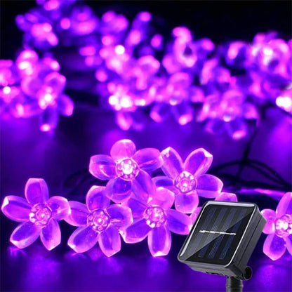 100 LED Solar String Lights Peach Flower Fairy Outdoor Garden Party Decor