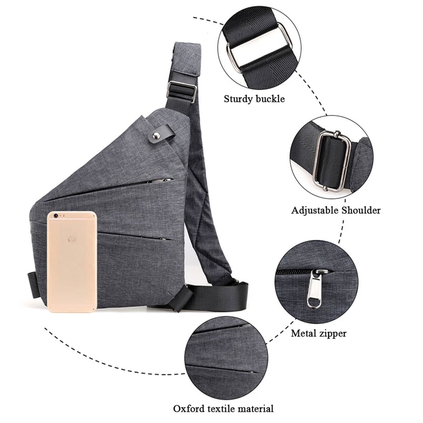 Waterproof Anti-Theft Personal Shoulder Chest Pocket Travel Crossbody Bag Casual