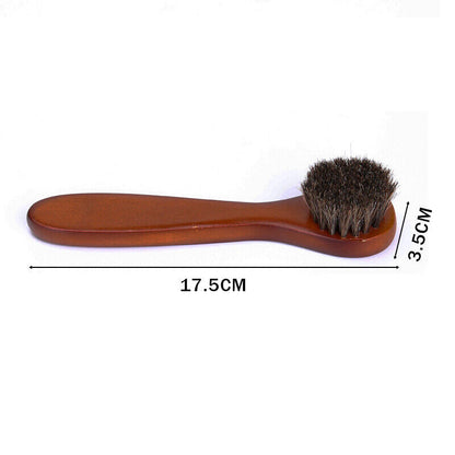Shoe Polish Brush Set 2Pcs Horsehair Wood Handle For Leather Boots Cleaning Care