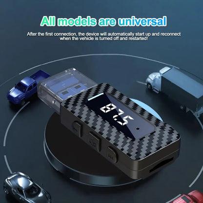 USB Car Bluetooth 5.3 FM Transmitter USB Audio Adapter Hands- Calling 3.5mm OZ