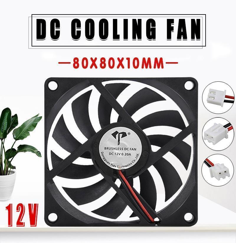 2PC 12V DC 8010 Fan 2 Pin Brushless Cooling for Computer Hydroponics AU Stock