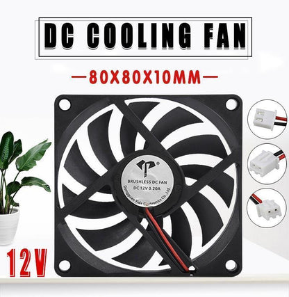 2PC 12V DC 8010 Fan 2 Pin Brushless Cooling for Computer Hydroponics AU Stock