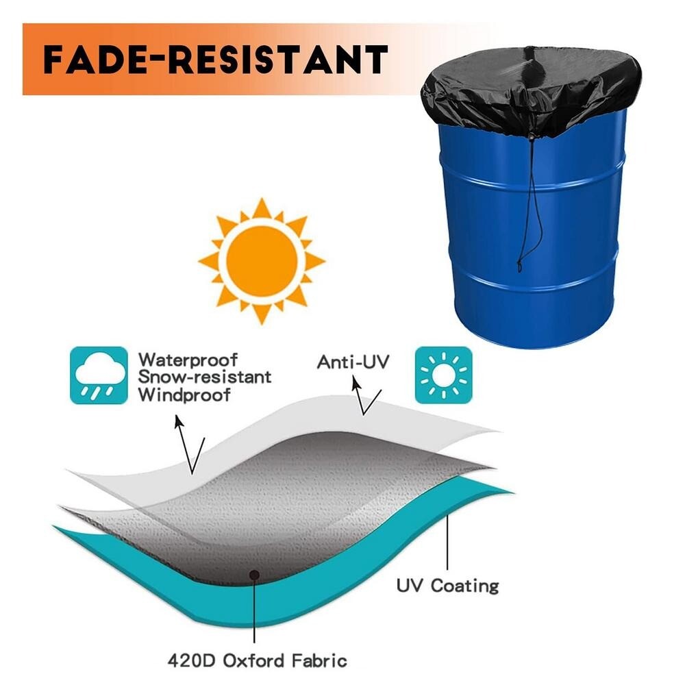 with Stretchable Drawstring Drum Cover 55 Gallon Trash Can Cover  Water Barrel