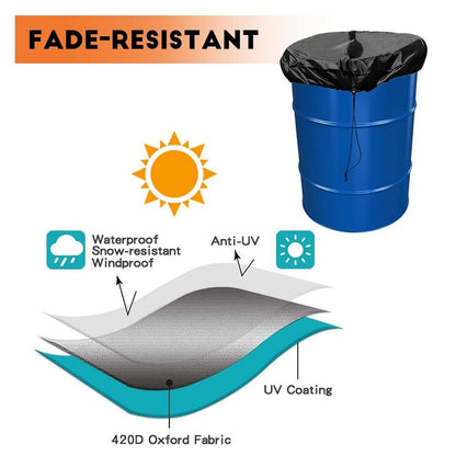 with Stretchable Drawstring Drum Cover 55 Gallon Trash Can Cover  Water Barrel