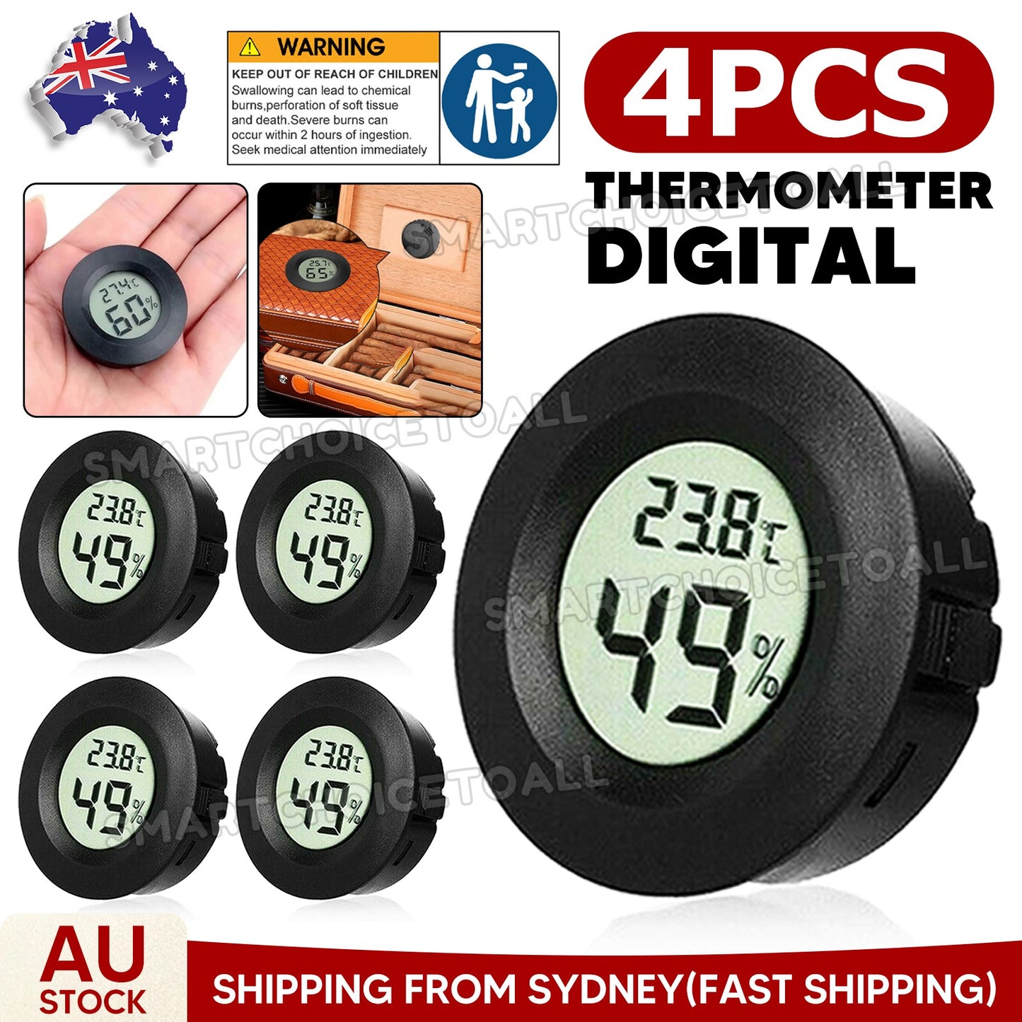 LCD Mini Digital Thermometer Hygrometer Temperature Humidity Humidity Meter AUS