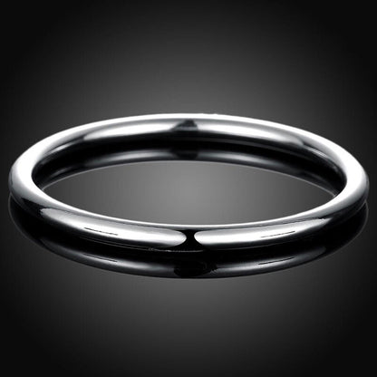 Women's 925 Sterling Silver Filled Solid 5.5mm Round Bangle Bracelet Stunning