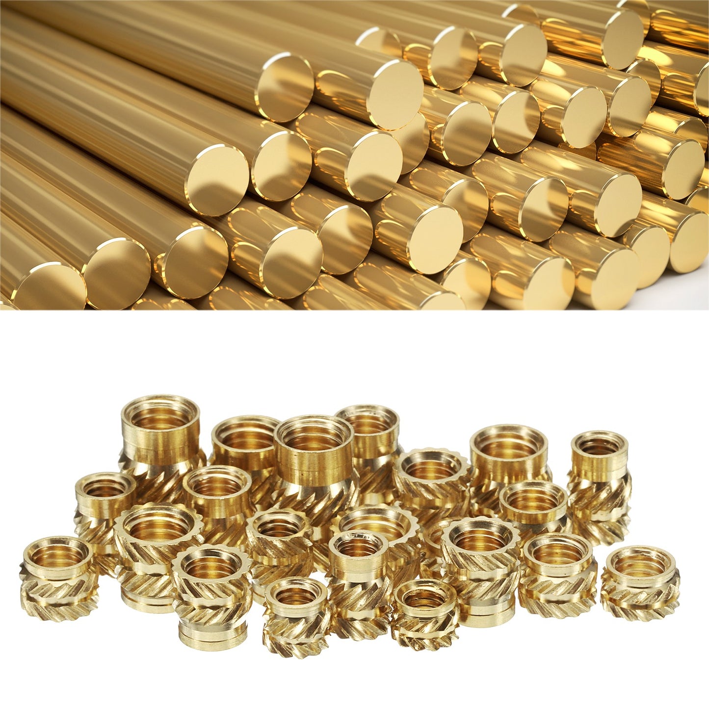 100Pack M4 Threaded Inserts Brass Heat Set Insert M4x6mm OD 6mm Knurled Nuts