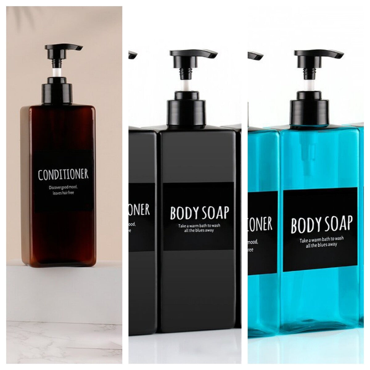 3Pcs 500ml Soap Dispenser Shampoo Pump Bottles Cream Lotion Bottle Container AU