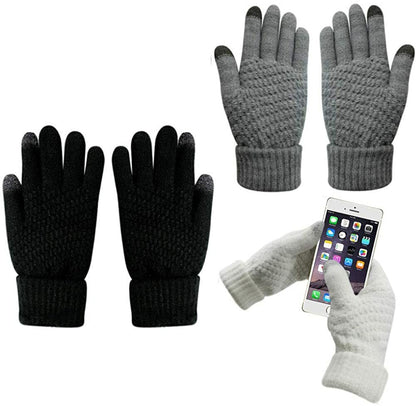 Unisex Winter Touch Screen Gloves Warm Crochet Knitted Wool Full Finger Mittens