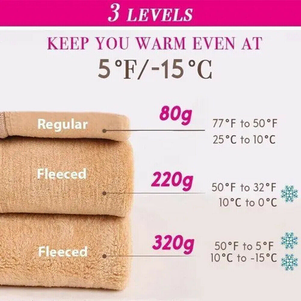 Womens Thermal Lined Translucent Pantyhose Winter Warm Fleece Tights Stockings