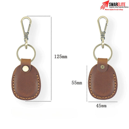 Genuine Leather Access Card Holder | RFID Key Fob Cover Case with Keychain
