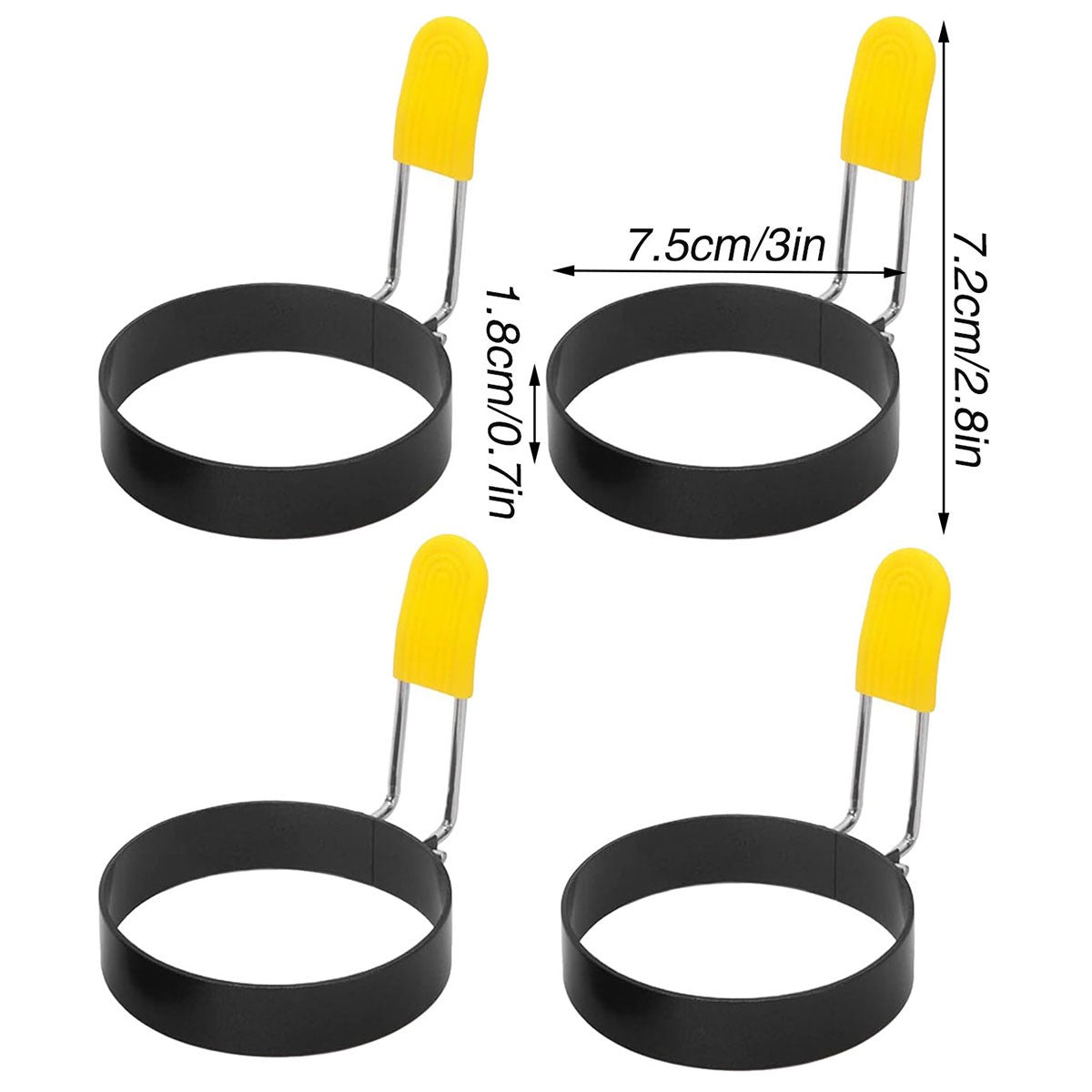 4 Pack Non Stick Omelette Egg Ring Set Iron Frying Pan Mold Kitchen Cooking Tool