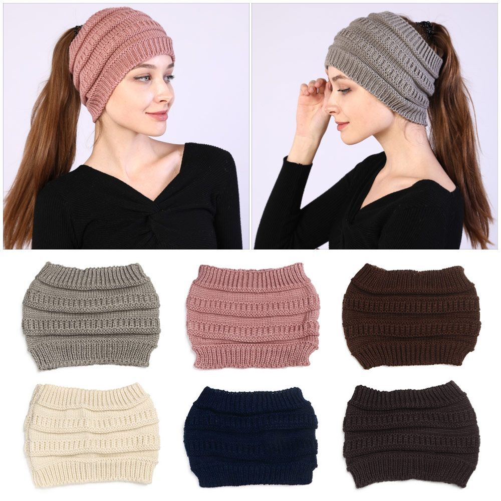 Turban Headwear Hair Band Knitting Headband Ponytail Beanie Hat Ear Warmer