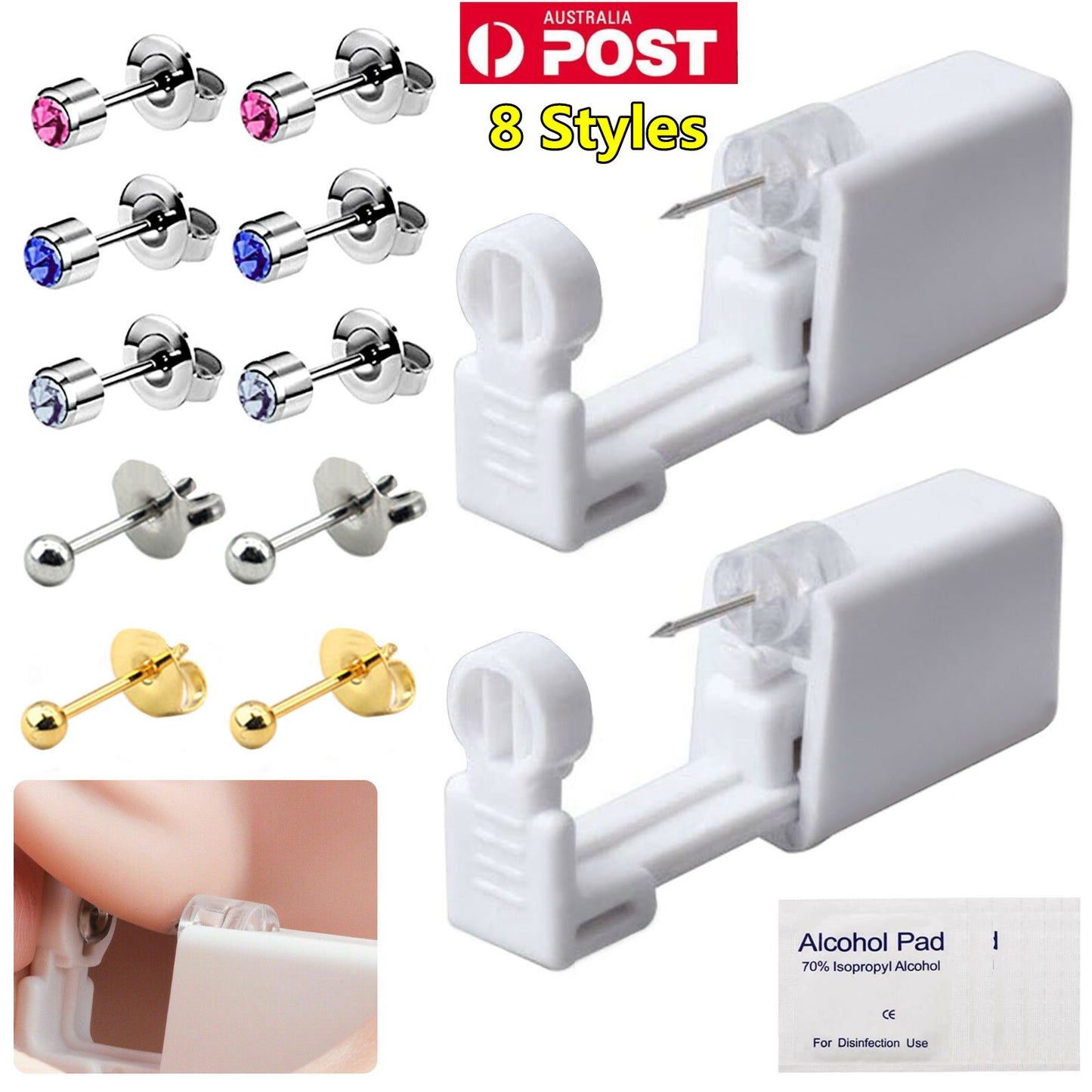 Disposable Nose Ear Piercing Unit Earring Gun Kit DIY Home Piercer Pierce Stud