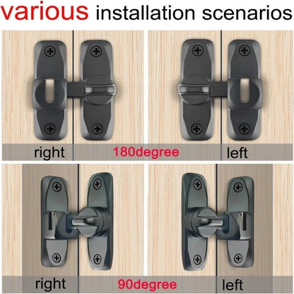 Barn Door Lock – 90/180° Adjustable Sliding Door Latch, Black Gate Lock f