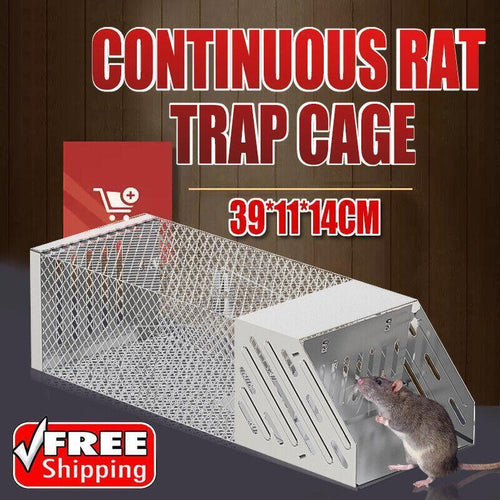 1X Continuous Rat Trap Cage Animal Bait Safe Catch Pest Rodent Mouse Control Box