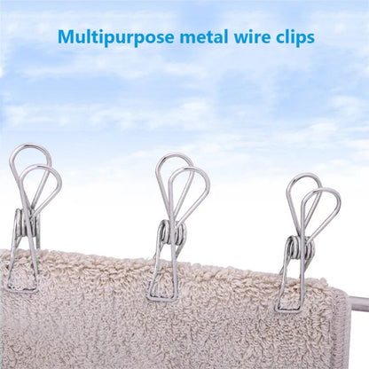 Stainless Steel Clothes Pegs Hanging Clips Laundry Windproof Metal Clamps