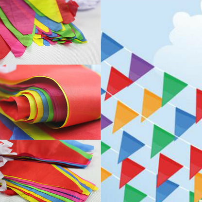 AU 80M-320M Colorful Bunting Triangle Flags Wedding Party Outdoor Banner Decor