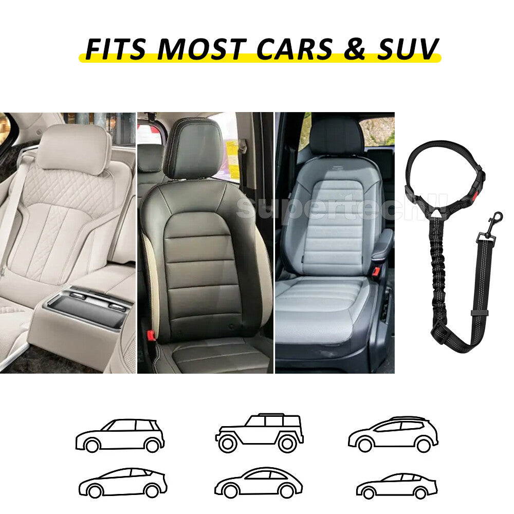Headrest Anti Shock Pet Dog Car Seat Belt Bungee Lead Travel Safety Harness Clip – Compatible with Seat