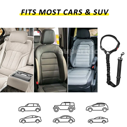 Headrest Anti Shock Pet Dog Car Seat Belt Bungee Lead Travel Safety Harness Clip – Compatible with Seat