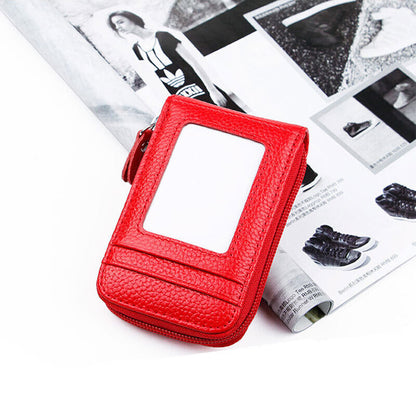 RFID Blocking Leather Wallet Anti-theft Credit Card Holder Men Women Coin Purse