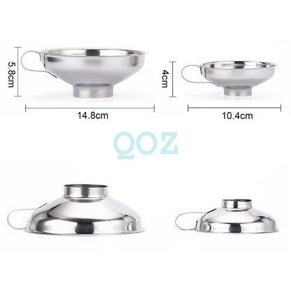 1/2pc Stainless Steel Funnel Hopper Filter Wide Mouth Canning Kitchen Detachable