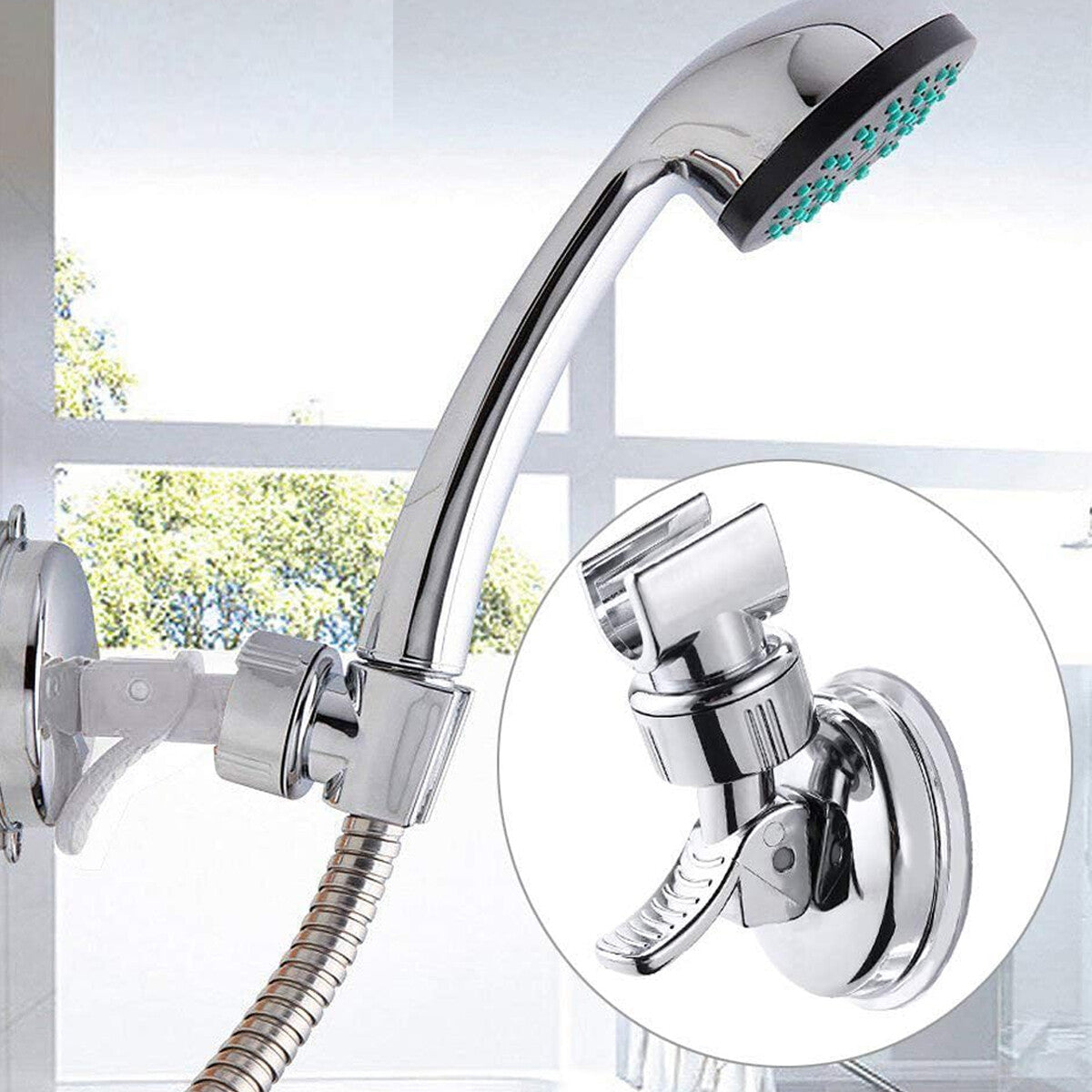 Adjustable Shower Head Handset Holder Wall Mount Suction Bracket for Bathroom