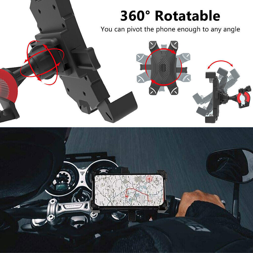 360° Rotation Mobile Phone Holder Handlebar Mount for Motorcycle Bicycle Bike