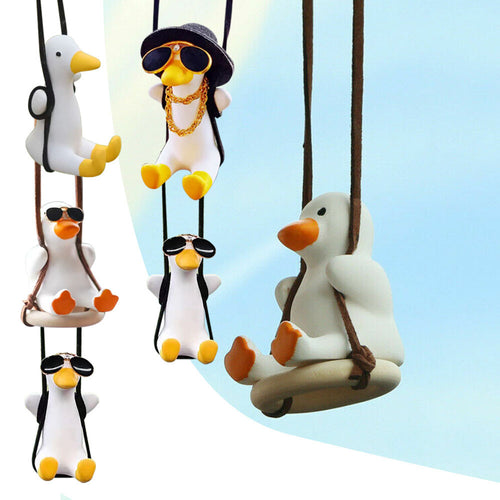 Cute Swing Duck Car Pendant Car Mirror Swinging Duck Car Hanging Ornament AU