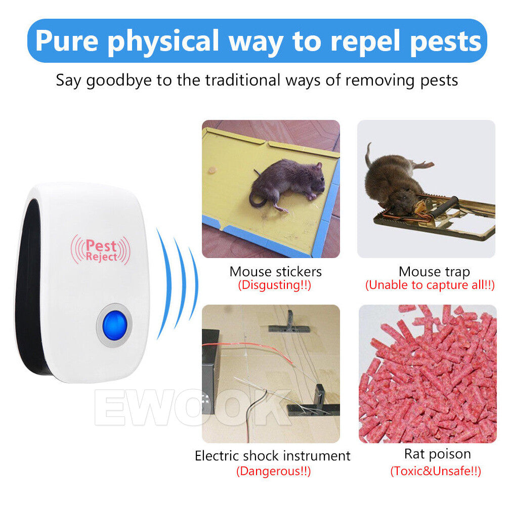4/8 Pest Repeller Reject Ultrasonic Electronic Mouse Rat Mosquito Insect Control