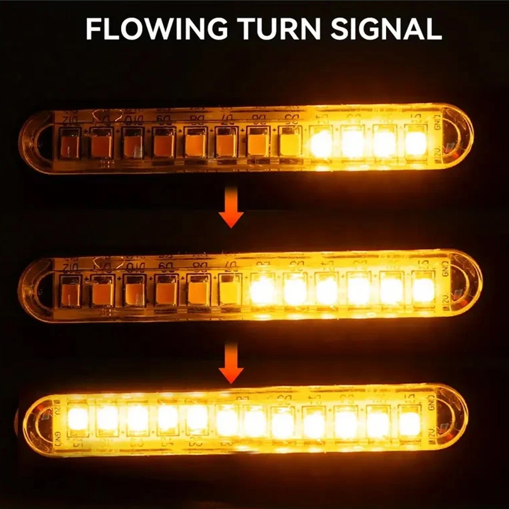 LED Sequential Motorcycle Indicators Flowing Turn Signals Motorbike Blinkers 12V