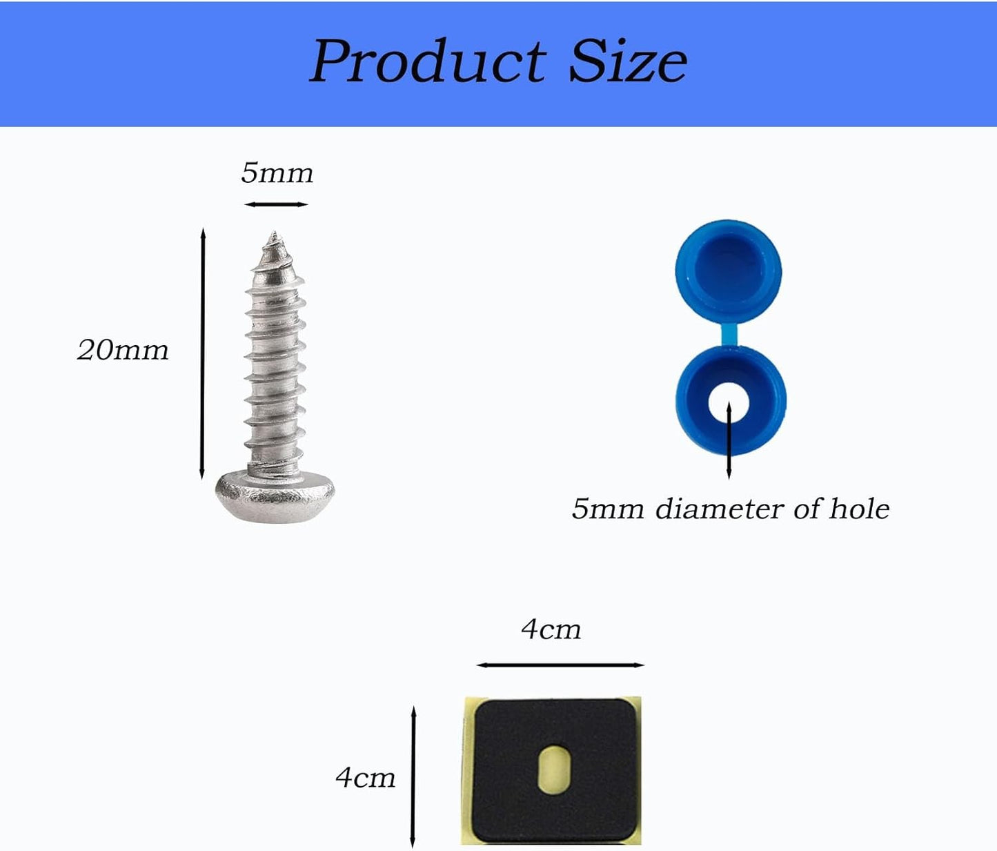 Car Anti Theft Number Plate Screws & Caps Set
