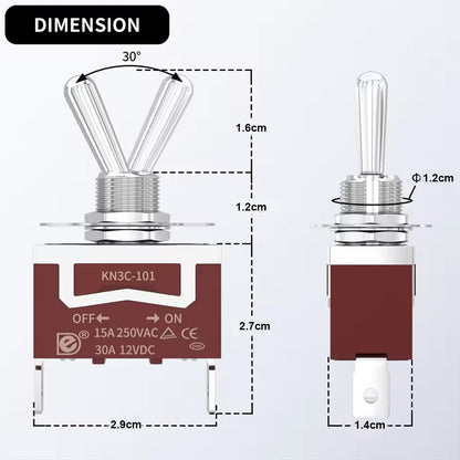 4x 12V 30A Waterproof Toggle Switch SPST ON OFF Heavy Duty Car Boat Caravan 4x4