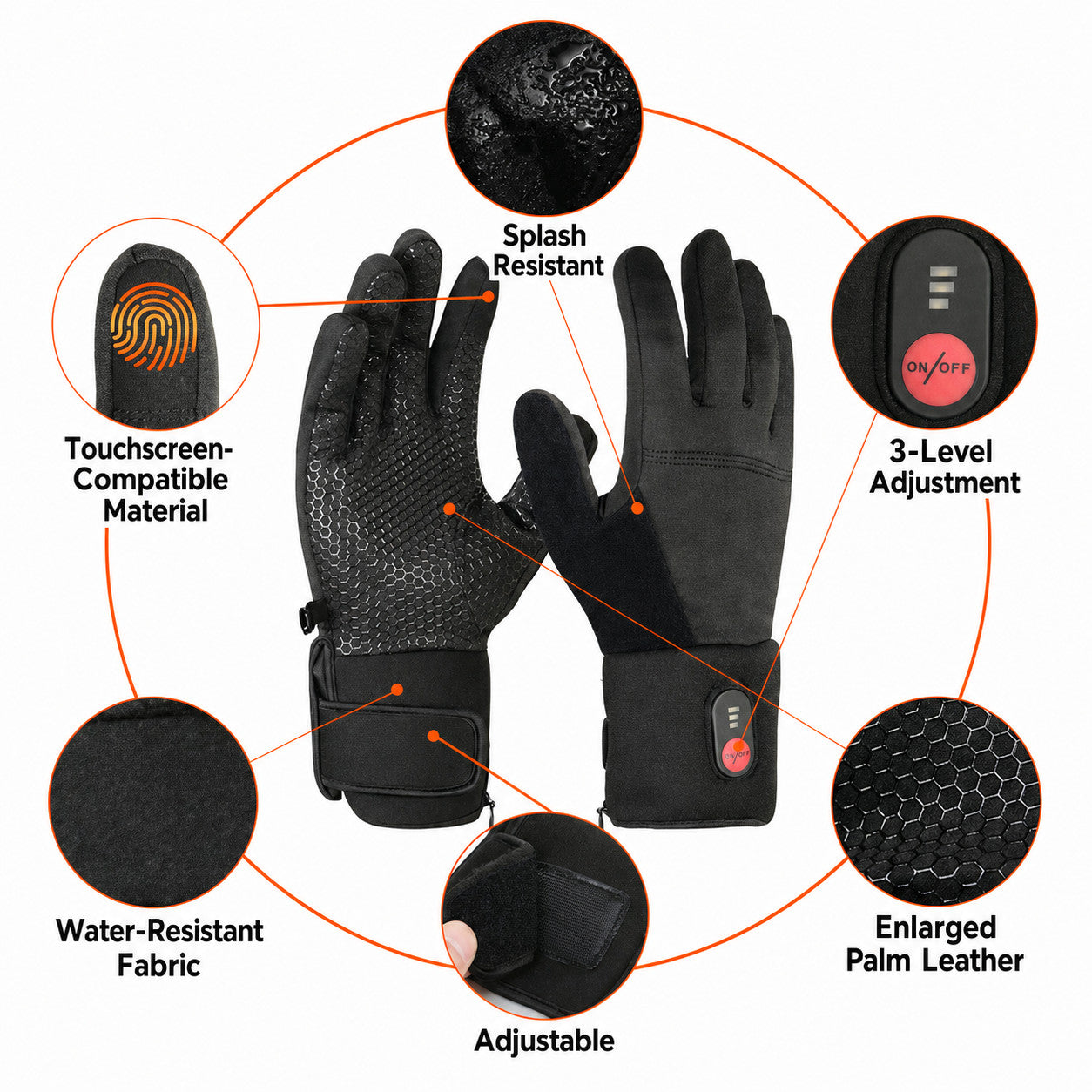 Electric Heated Gloves Ultra-Thin Touch-Screen Lightweight Hand Warmers Ourdoor