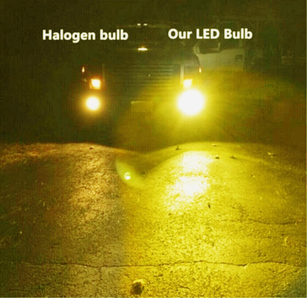 2x HB4 9006 12V 100W 3000K Yellow LED Car Fog Lights Lamp Globes Bulbs