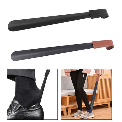 42cm Shoe Horn Long Leather Metal Handle Shoehorn Stainless Steel Lifter Tool
