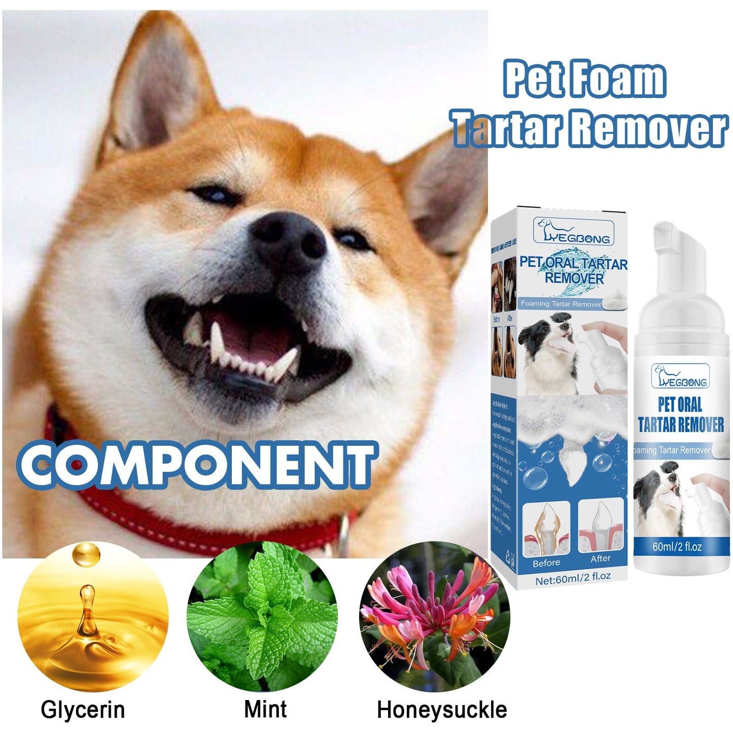 Pet Dogs Dental Tartar Remover Foaming Spray Whitens Teeth Oral Care Cleaner