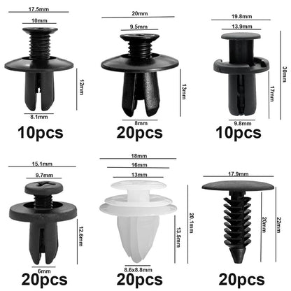 100 x Car Fender Door Trim Panel Push Fasteners Rivet Clips Bumper Retainer Clip