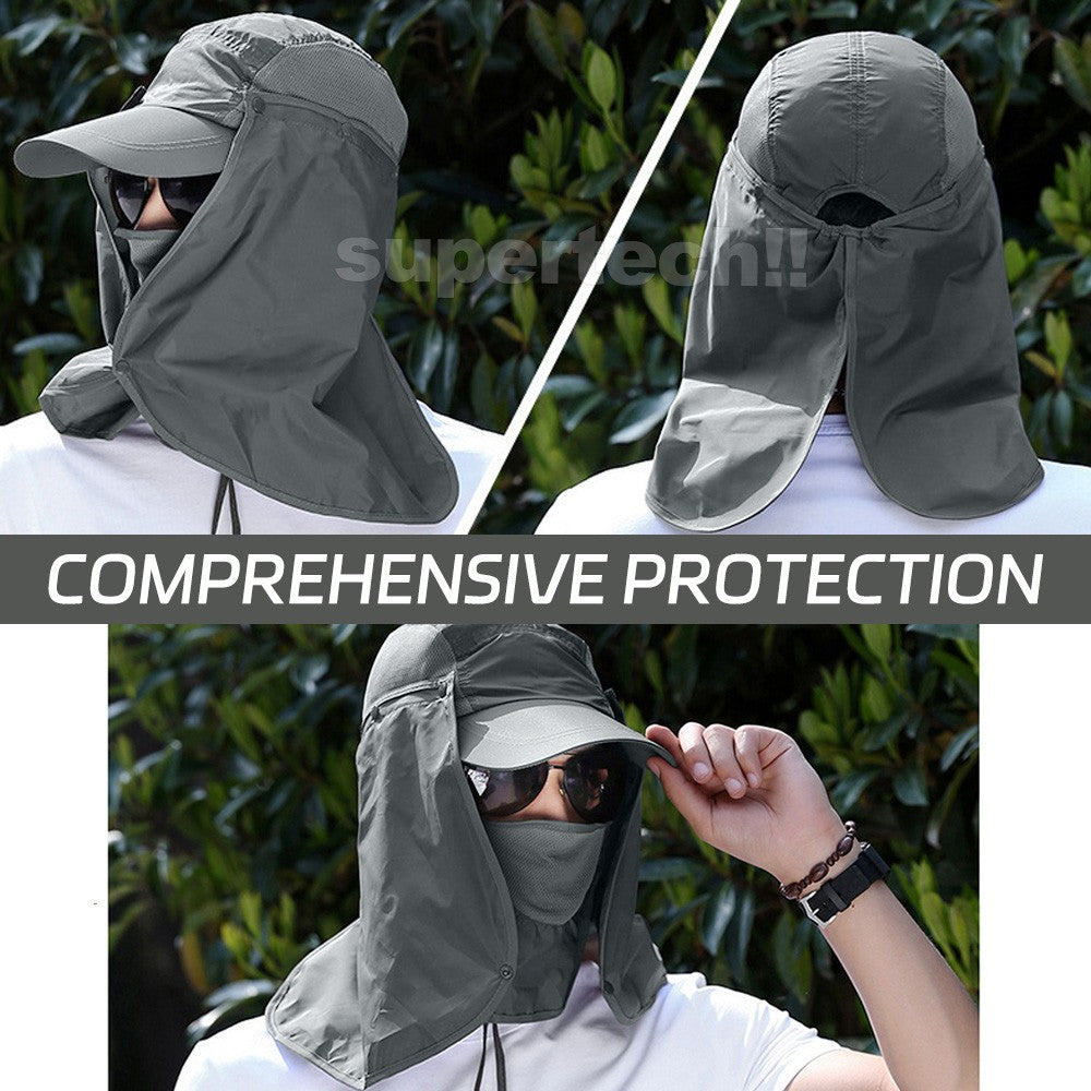 Mens Neck Flap Hat Wide Brim Cap Face Unisex Hiking Fishing UV Sun Protection
